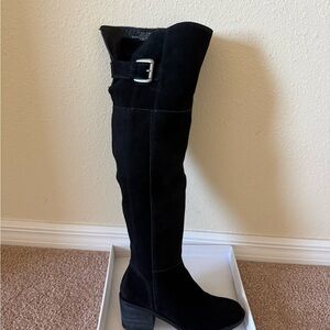 Crown Vintage Black Suede Over the Knee Boots